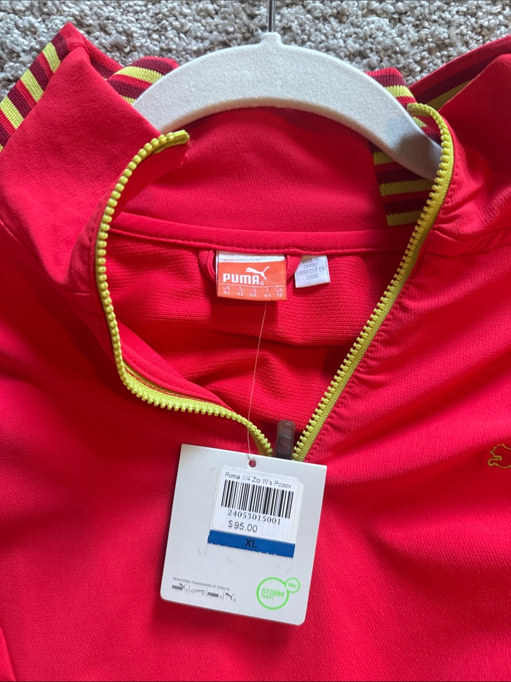 Puma Black Butte Ranch Red Quarter Zip Pullover NWT XL StormCELL - Picture 5 of 5